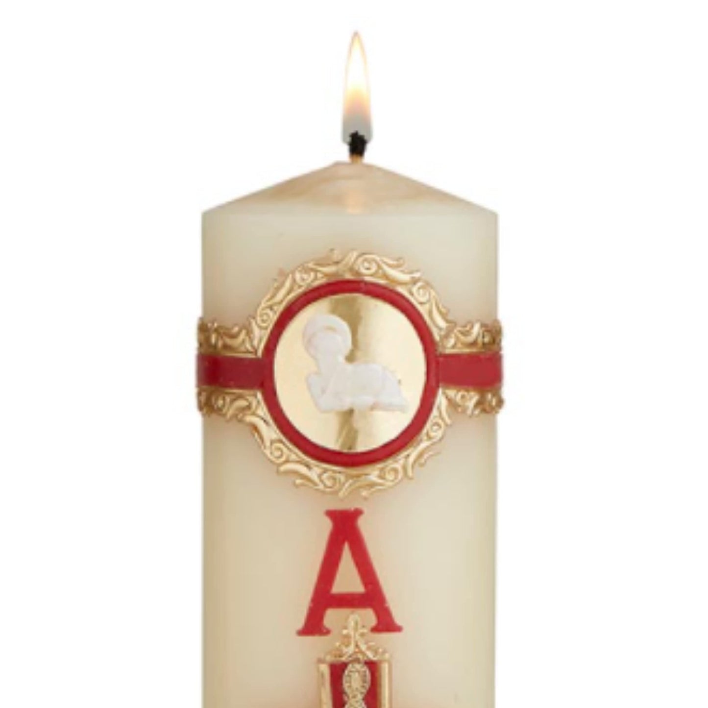 Needzo Lamb of God Paschal Candle Catholic Church Supplies, Home Prayer Space Sanctuary Decoration, Unscented Pillar Candles, 8 Inches