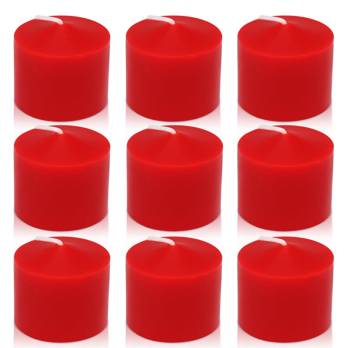 9-Pack 1.25-Inch Red Votive Candles, Unscented Small Tealight Candle for Home Decor and Special Occasions