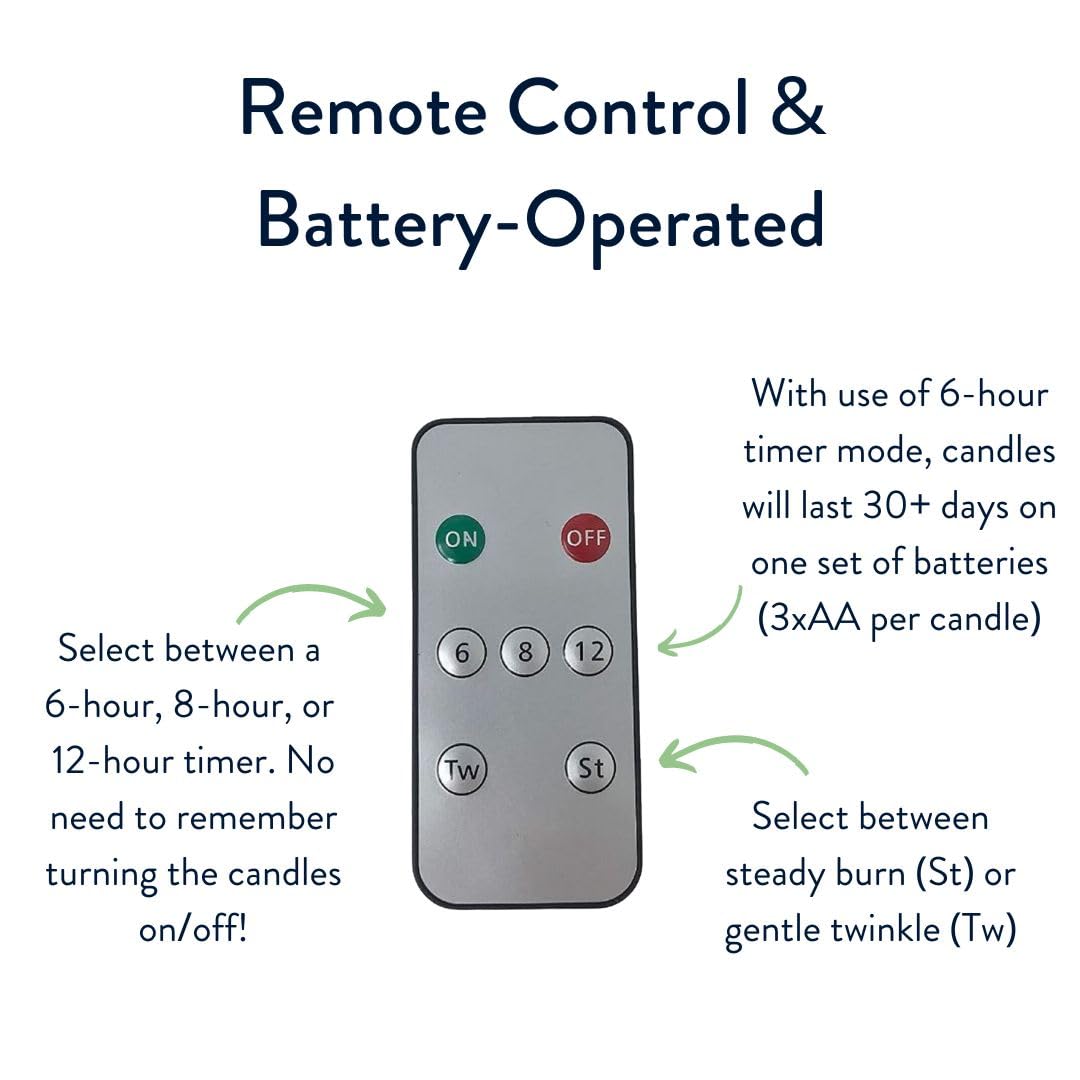 Celestial Lights Set of Four Battery Operated Remote Programmable Window Hugger Candle for Narrow Window Sills Daily Timer Choose 6, 8, or 10 Hours Flicker or Steady (Black Oynx)