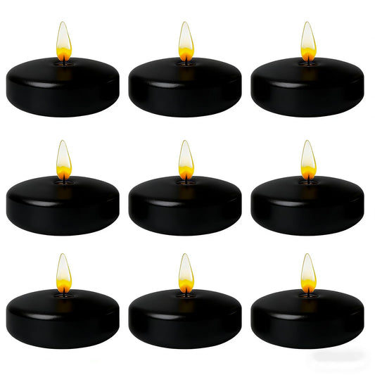 Black Floating Candles 3 inch 12 Pack - Floating Candles for centerpieces - Wedding Decor - Burning Time 8-10 Hours