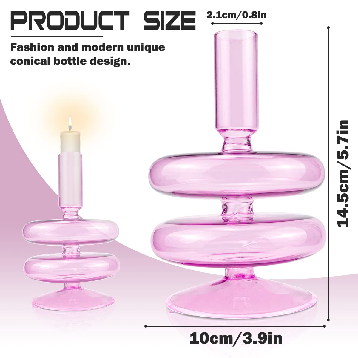 LNQ LUNIQI Clear Glass Candle Holders Glass Taper Candle Holder Decorative Glass Candlestick Holders for Dining Table Centerpieces Wedding Church （）