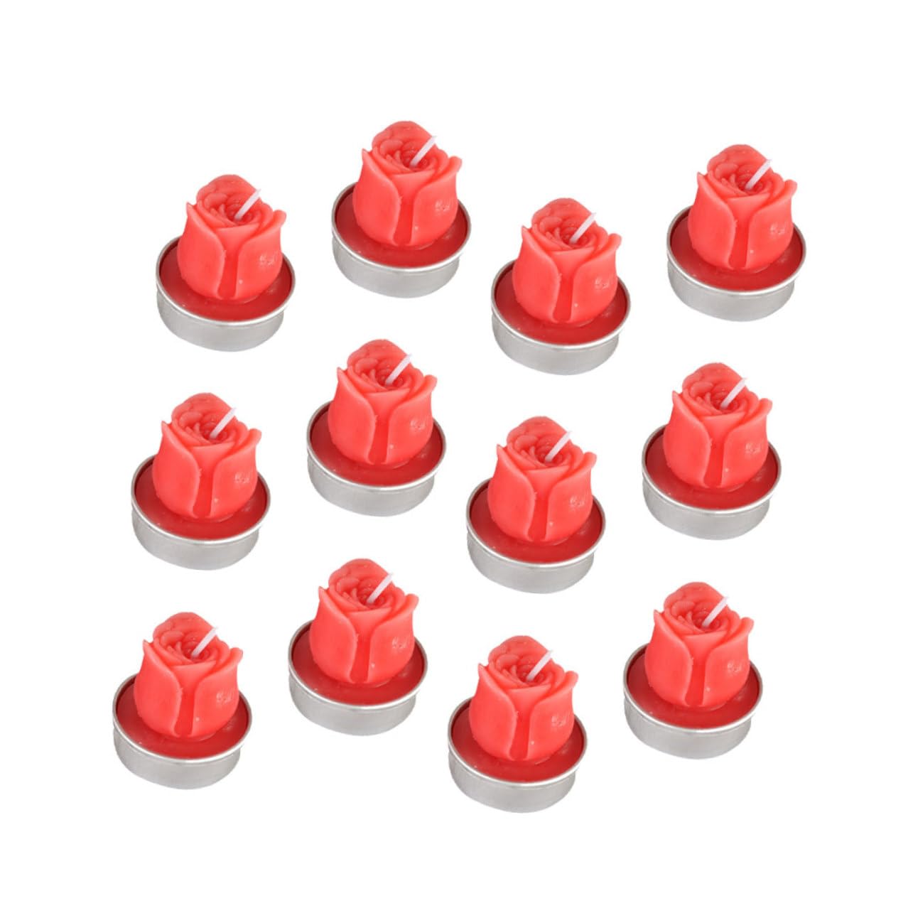 STOBAZA 12pcs Romantic Rose Shape Candles for Valentine's Day Decoration Red Paraffin Wax Candles Party Supplies for Home and Wedding Ambiance