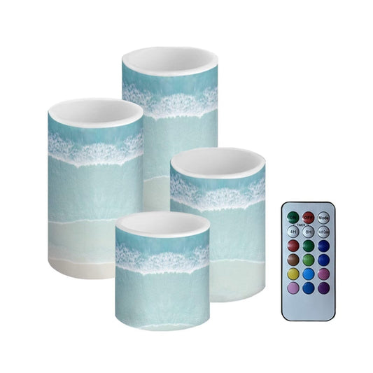 NETILGEN Flameless Flickering Candles with Remote Set of 2, Beach Light Blue, Color Changing Battery Operated LED Candles with Timer for Home Indoor Coastal Decoration