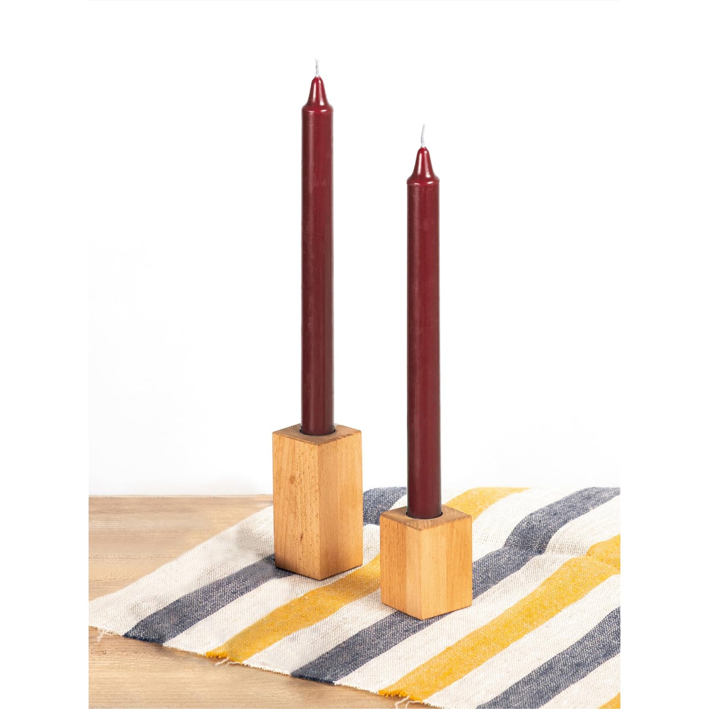 CANDWAX Bordeaux Taper Candles Pack of 4 - Slow Burning Dripless Unscented Straight Candles 10 inch - Ideal for Dinner Table - Smokeless Long Candlesticks