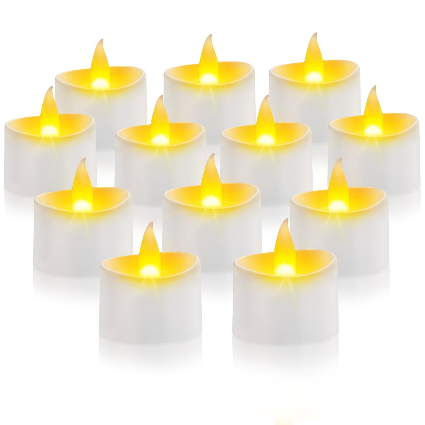 Haown Realistic Flameless LED Tea Lights - Battery-Powered Dancing Flame Candles for Weddings, Halloween, Votives | Safe Child-Resistant, Flickering Ambiance Decor (White Base, 100 Pack)