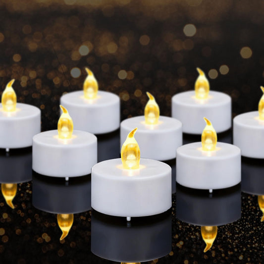 Tea Lights Flameless Battery Operated Candles-50Pack LED Electric Flickering Votive Candle Long Lasting 200 Hours, Realistic and Bright for Seasonal Festive Celebrations Decoration Warm Yellow