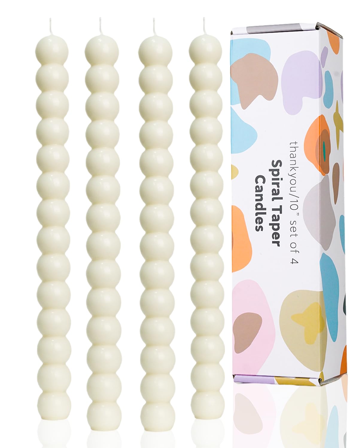 LPUSA Ivory Taper Candles Stick Dripless Tall Taper Candle for Holiday Wedding Party Wax Unscented Dinner Candle Dripless,Christmas Gift H 10 Inch, 4pcs（Ivory-C-new）