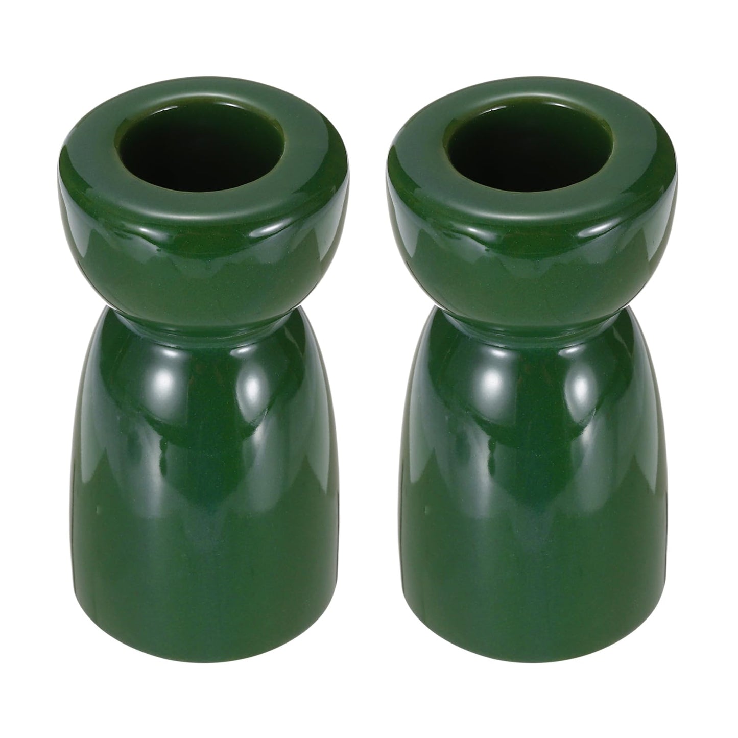 uxcell 2 Pack Candlestick Holder Bright Dark Green Ceramic Taper Candle Holder Candle Stand Holders Modern Style Decoration for Centerpiece Tabletops Anniversary