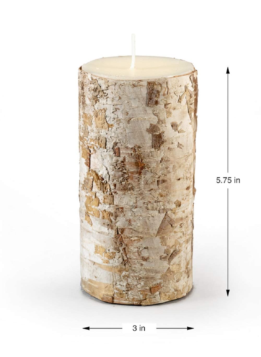 Serene Spaces Living Set of 12 Birch Bark Candle, Medium Pillar Candle, Indoors, Ideal for Weddings, Parties, Events, Restaurants, Home Decor, 3" Diameter & 5.75" Tall