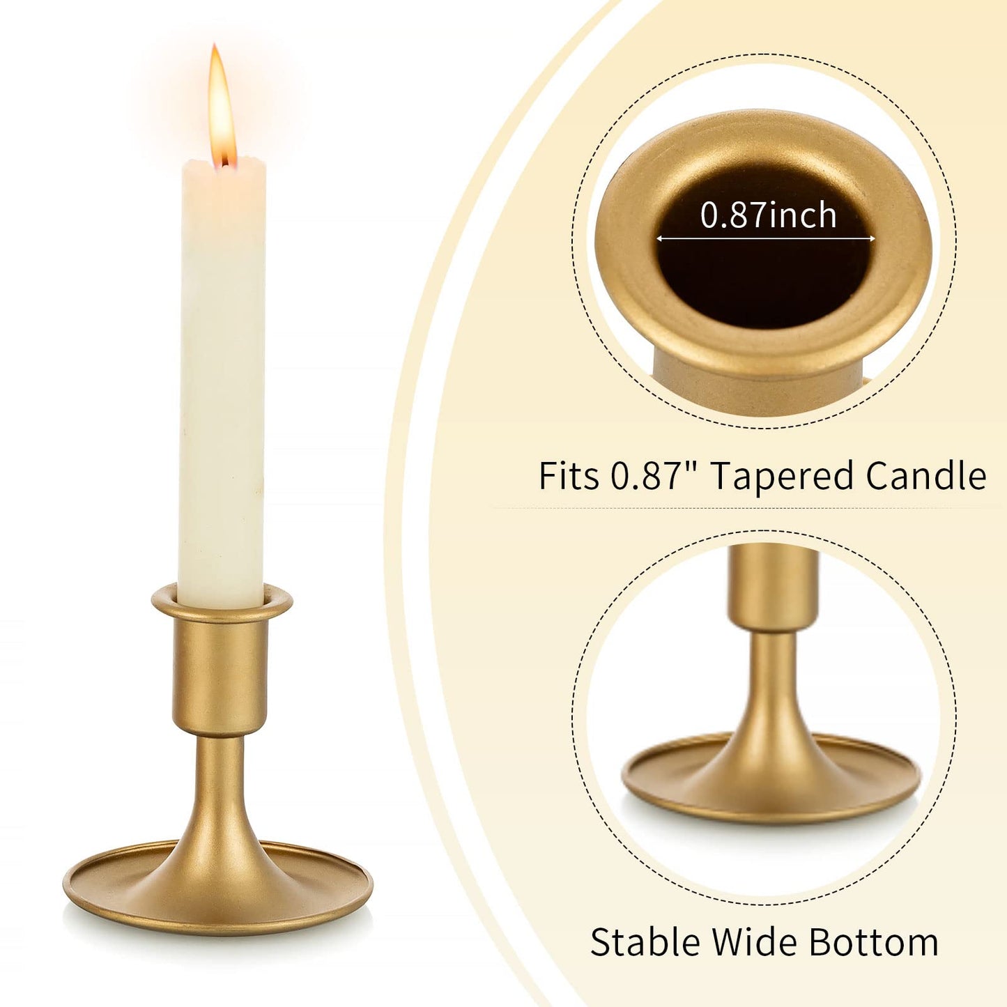 Romadedi Hurricane Candlestick Holders Gold - 10 Pcs Taper Candle Holders Bulk Tall Clear Glass Cylinder for Wedding Table Centerpieces Party Decor Birthday Christmas Home Decorations