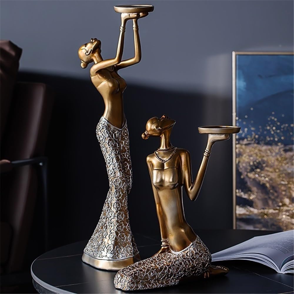 Candlesticks A Pair of Creative Candle Holders Ornaments Modern Simple Candle Holder Dining Table Home Decoration Ornaments Decorative Candlestick (Silver, Small)