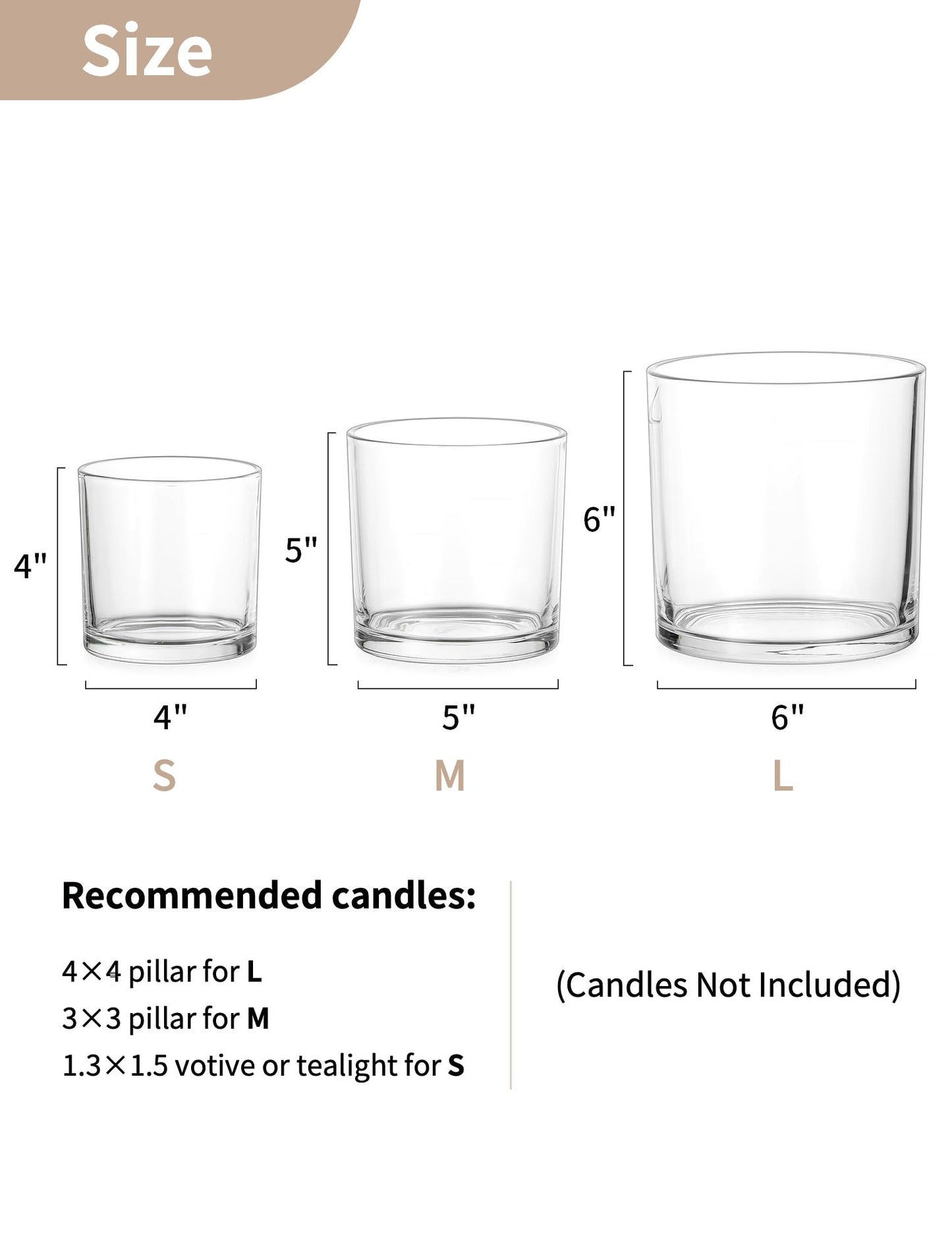 NUPTIO Hurricane Glass Candle Holders: Set of 3 Thick Glass Large Pillar Candle Holder - Clear Vases for Wedding Table Centerpieces Decor