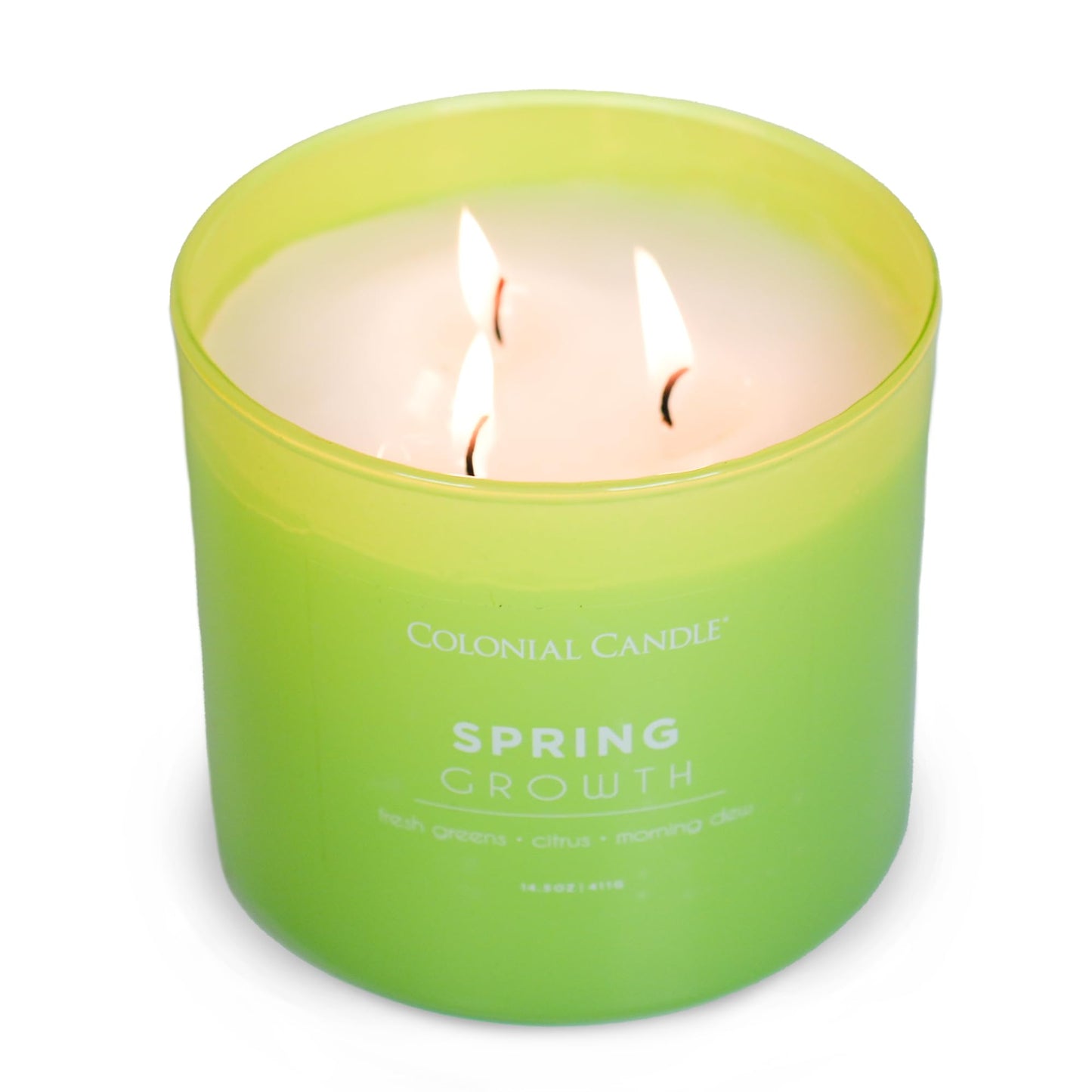 Colonial Candle Spring Growth Scented Jar Candle, Pop of Color Collection, 3 Wick, 14.5 oz - Up to 60 Hours Burn