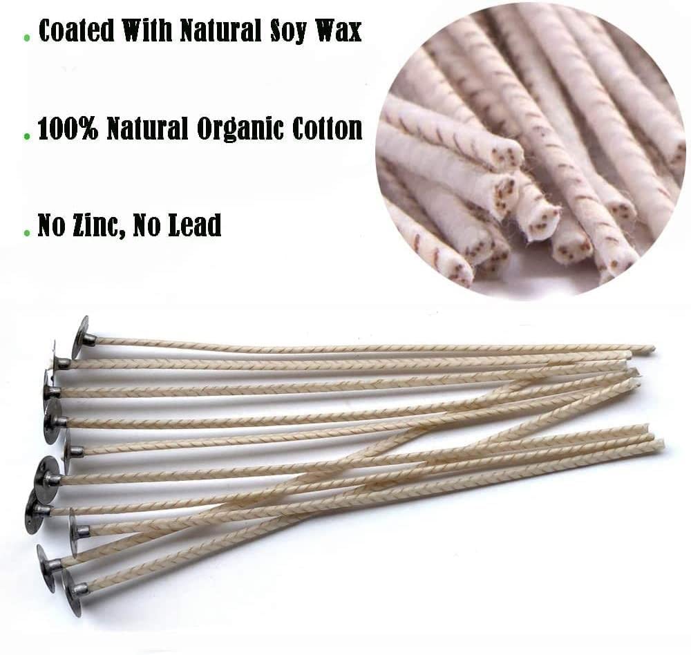 CD Series Candle Wicks for Soy Candles,100pcs CD 12 6" Pretabbed Wicks,Cotton & Paper Wicks for Candle Making （CD12）