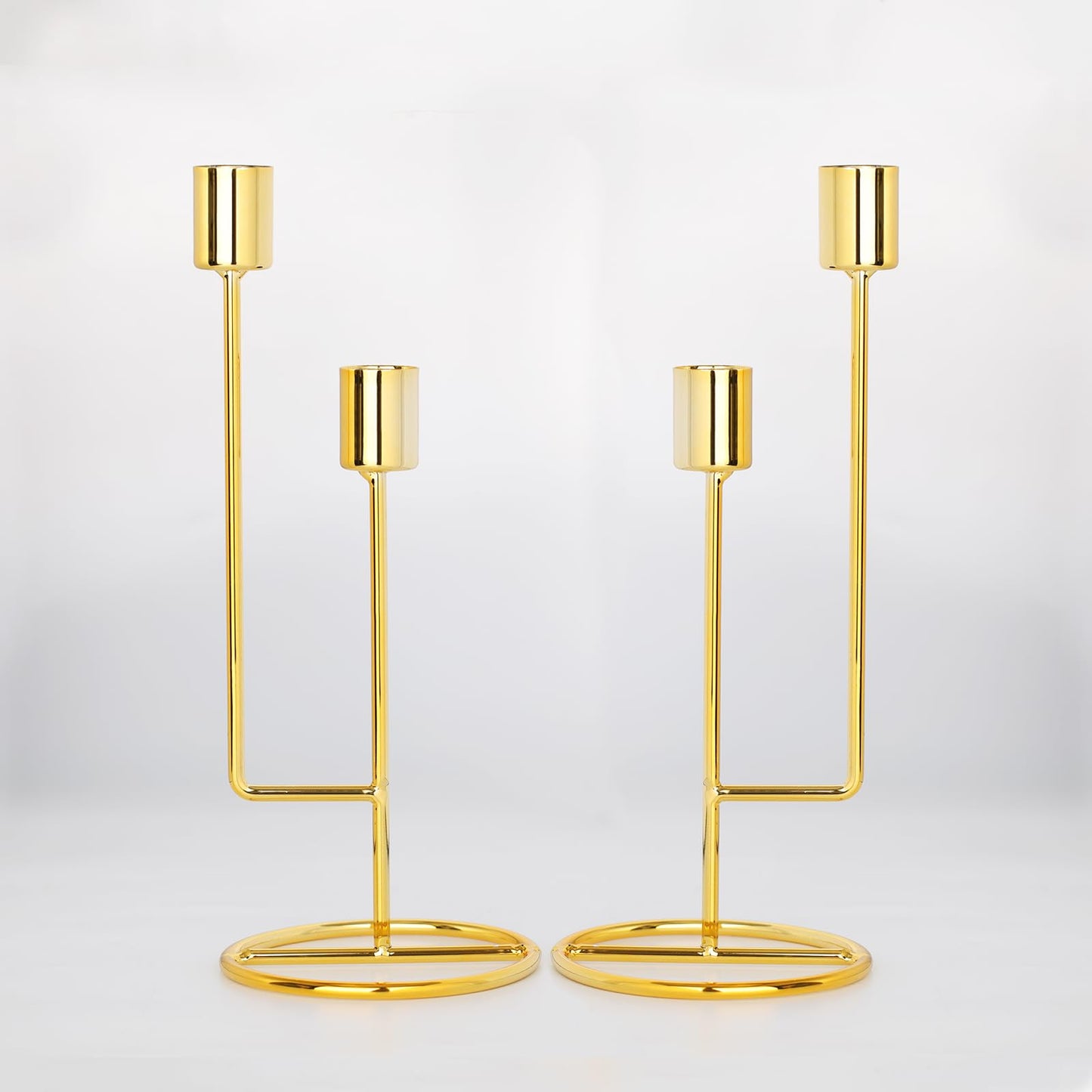 HAVITI Double-Headed Candle Holder, Gold Tall Candlestick Holder, Set of 2 Taper Candle Holders for Halloween Christmas Wedding Centerpiece Dining Fireplace Mantle Home Decor