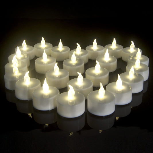 Flameless LED Tea Light Candles: 24 Pack Battery - Powered Fake Candles,Batteries Included,Unscented,For Seasonal & Festival Celebration,Warm White Light,Replicate The Flicker Of A Real Candle.