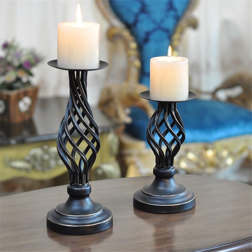 Candlestick Holders Vintage Candlestick Ornaments Candlelight Dinner Table Candle Holder for Wedding, Church, Halloween Candle Holders(Large)
