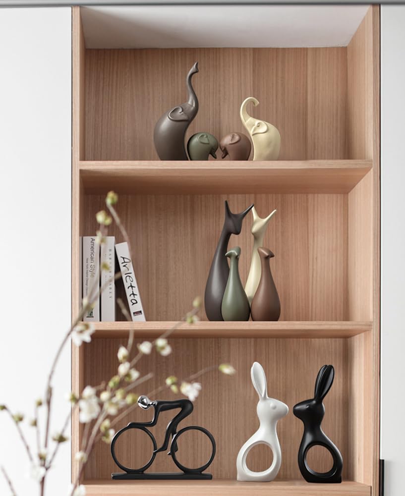 JXCBXJ Ceramic Statue,Family Figurines,Creative Ceramic Decorative,Crafts Ornaments Home Decor,Memorial Gift for Parents,Suitable for Shelf,Bookself