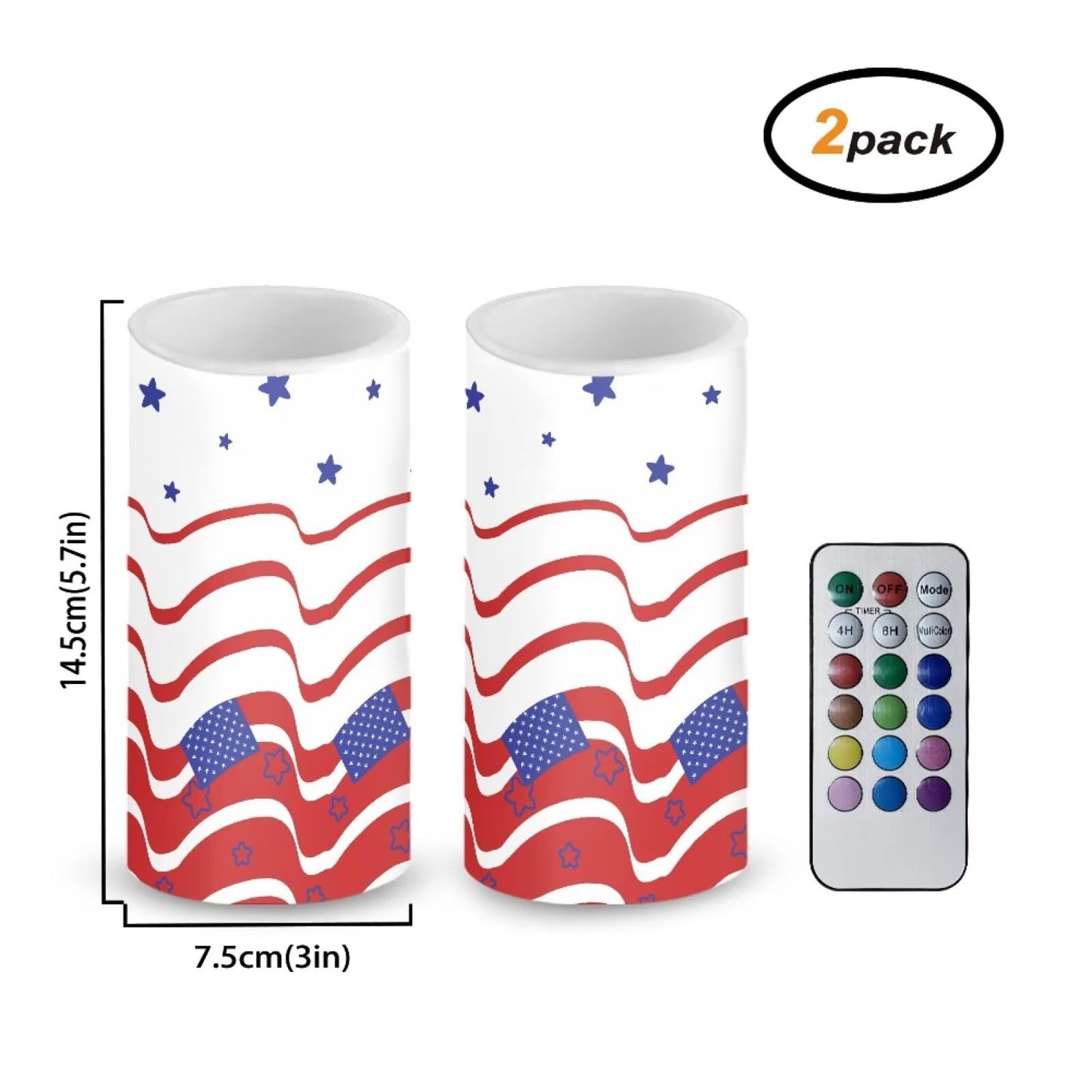 Luarisgur Independence Day Flameless Candles with Remote Stars and Stripes Decorations Battery Candles Flickering LED Candles with Remote for Home Party Holiday 4th of July Decor Electric Fake Candles