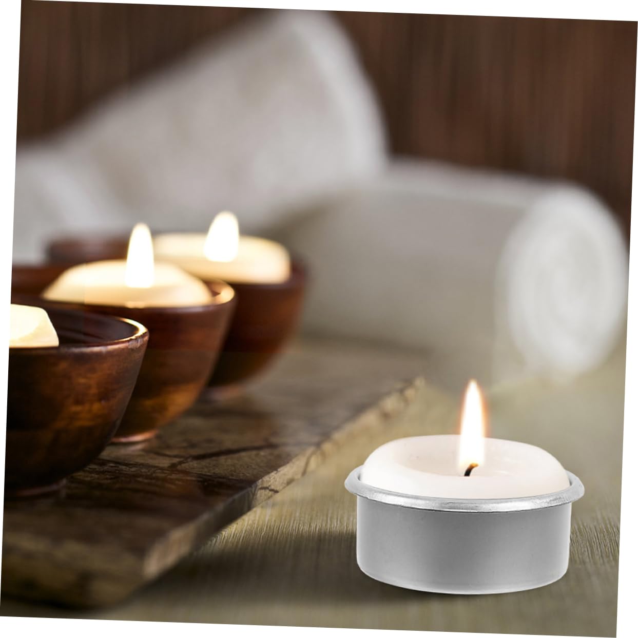Housoutil 15pcs Metal Candle Cups Minimalist Tea Light Tins Decorative Candle Holders for DIY Projects Home Decor Aromatherapy