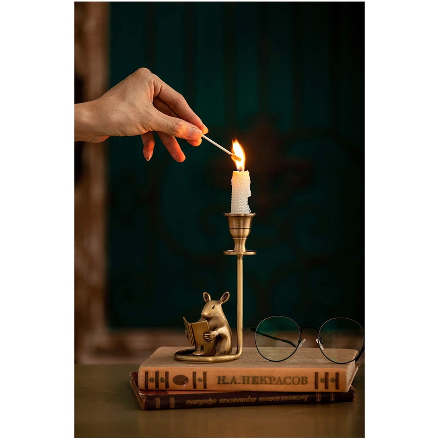 Candle Holderss Retro Pure Copper Taper Candle Holders, Creative Animal Rat Candlestick Holders, Centerpiece Table Decorative Modern Candlelight Dinner Metal Candle Stand Decorative Candlestick