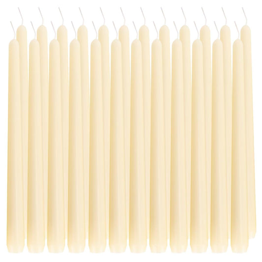 SOFT BREEZE 24 Pack Ivory Taper Candles-Taper Candles 4/5x10 Inch Smokeless & Dripless-10 Hours Long Burning,Unscented Candle,Ideal for Weddings,Dinner Parties, and Home Decor