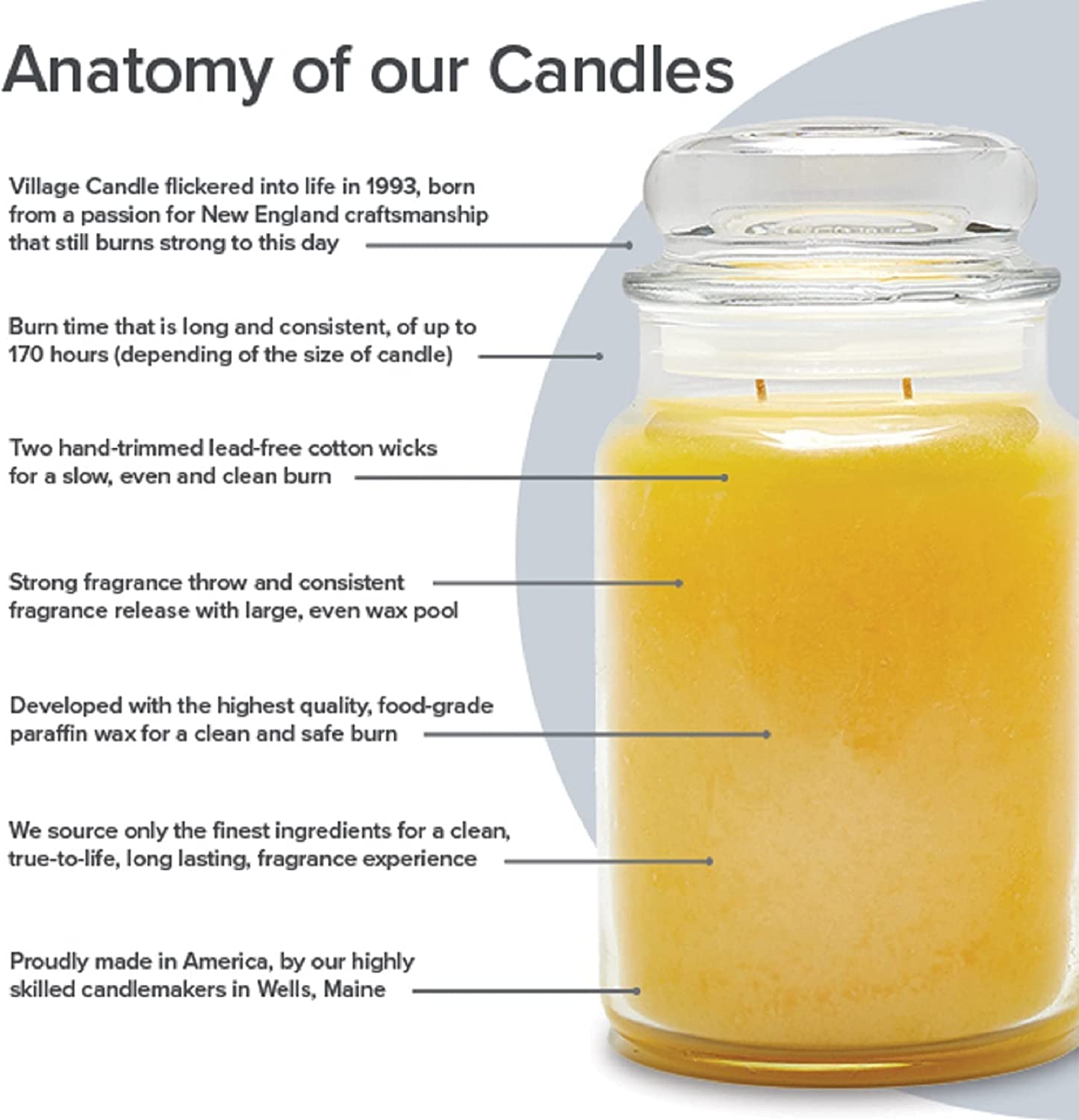 Village Candle Rain Large Glass Apothecary Jar Scented Candle, 21.25 oz, Blue