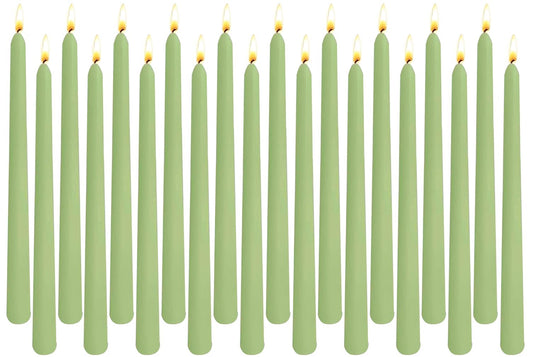 20-Pack Sage Green Taper Candles Unscented, 10 Inch Tall Dinner Table Candles for Wedding Centerpieces, Bulk Candlesticks Smokeless Dripless, Green Decorative Candle for Home Decor