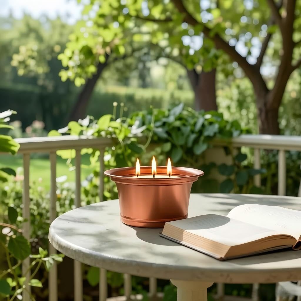 Citronella Candles Outdoor, 2 Pack Large Citronella Candles, Three Wick Lemongrass Candle Set, Natural Soy Wax Candle, Long Burning Outdoor Candle for Patio Garden Camping Indoor Home Decor