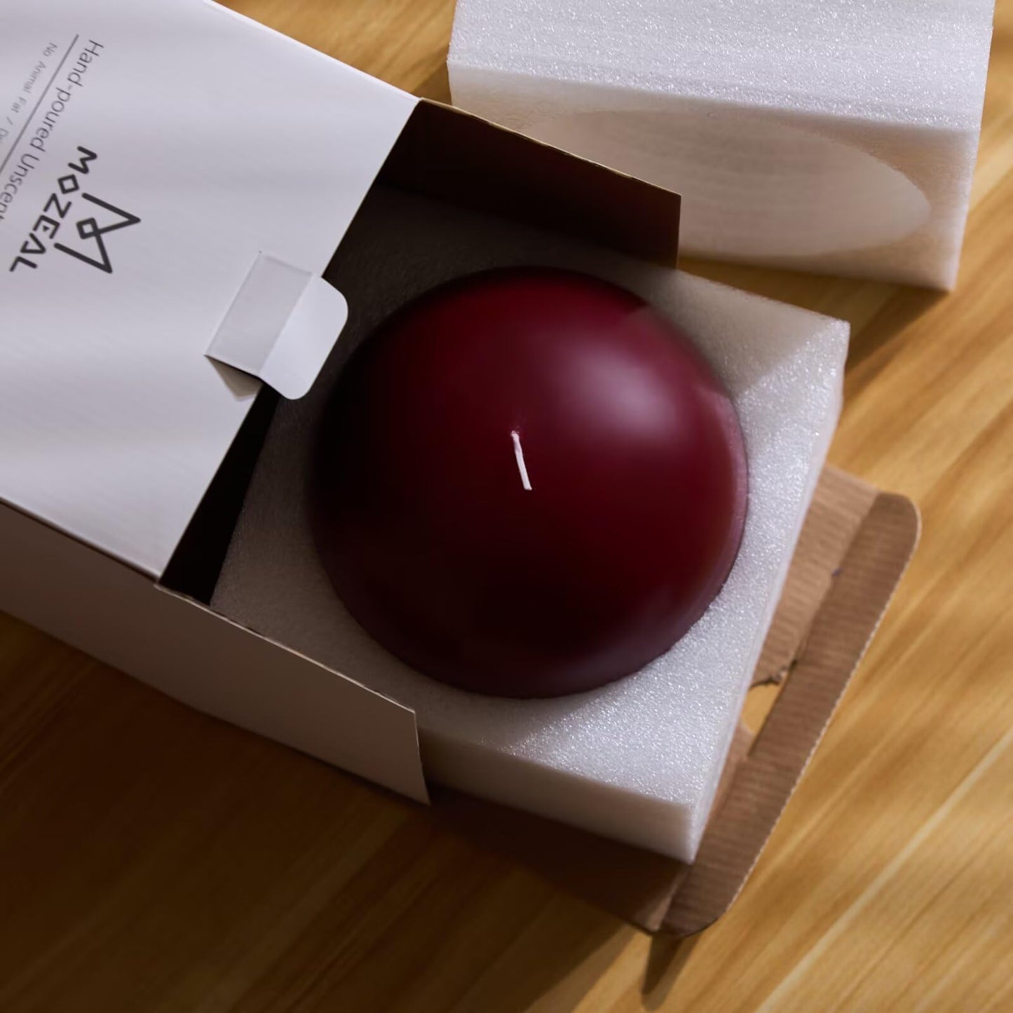 MOZEAL Hand-Poured, 6 Inch Dark Red Large Round Ball Candles - Elegant Dark Red Round Pillar Candles, Dripless, Unscented, Smokeless, Ideal for Intimate Gatherings.