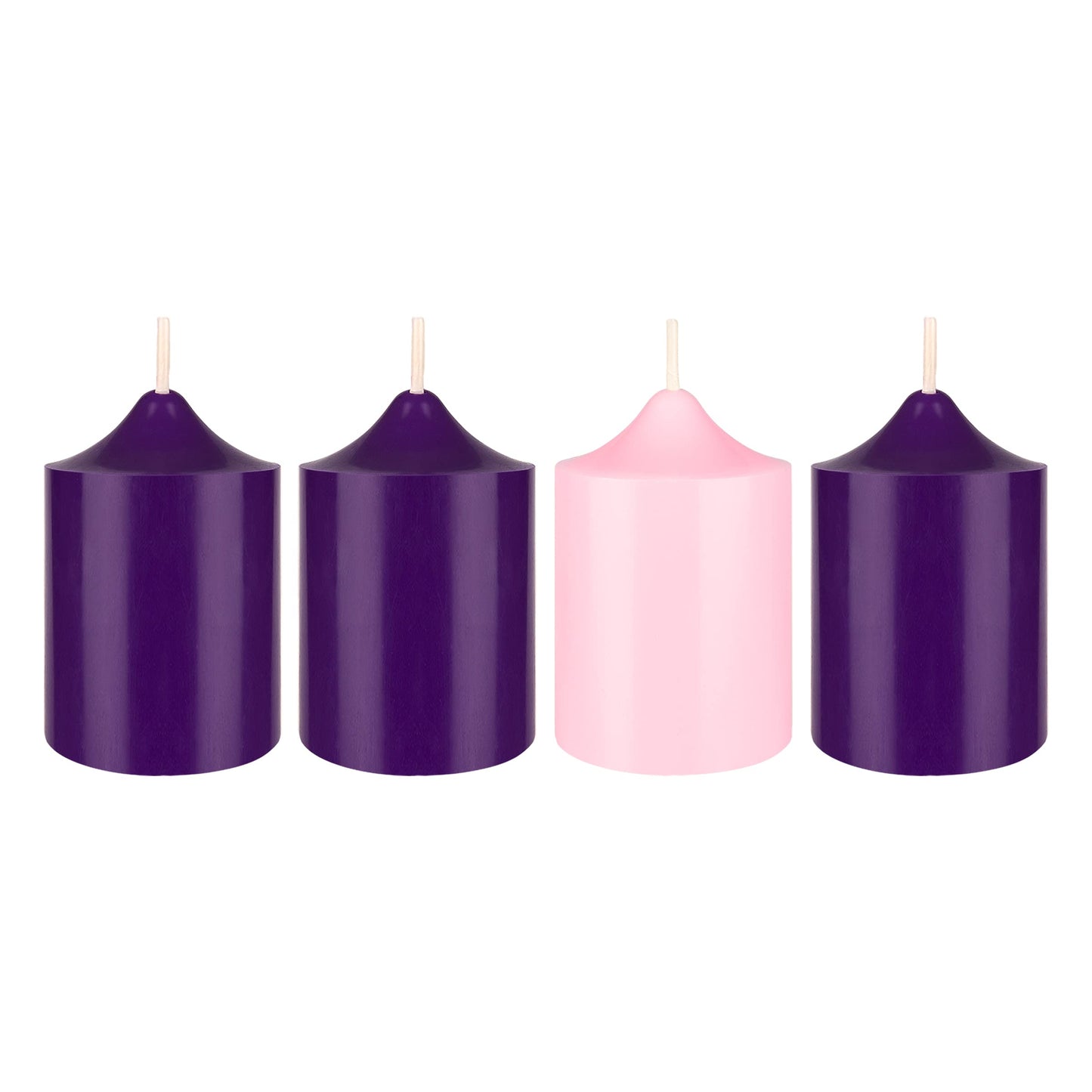 Mega Candles 4 pcs Unscented Christmas Advent Candles Set, Hand Poured Premium Wax Bell Top Round Pillar Candle 2 Inch x 3 Inch, Holidays, Festivities, Devotional, Church, Wreath, Party, Gifts