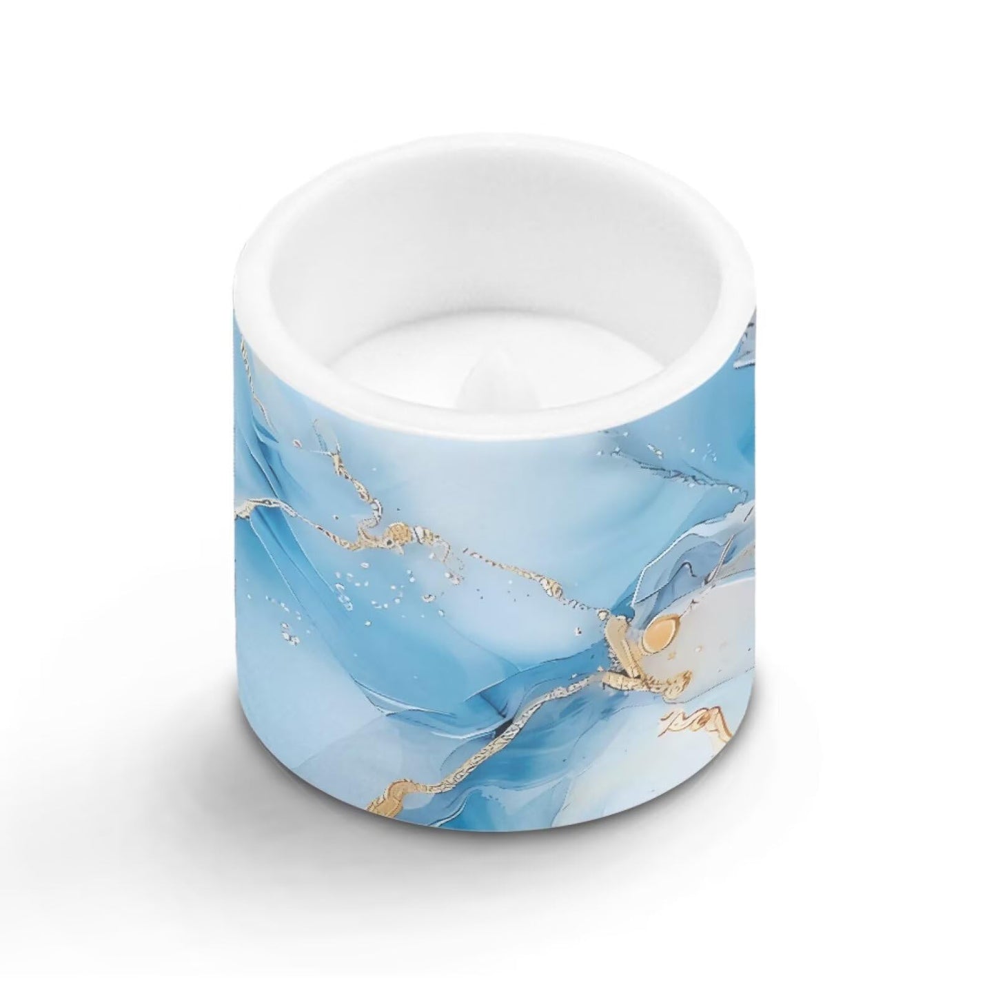 Cozeyat Turquoise Marble LED Candles Set of 4 Battery Powered Flameless with Remote Timer Dancing Flame Waterproof for Home Garden Table Use