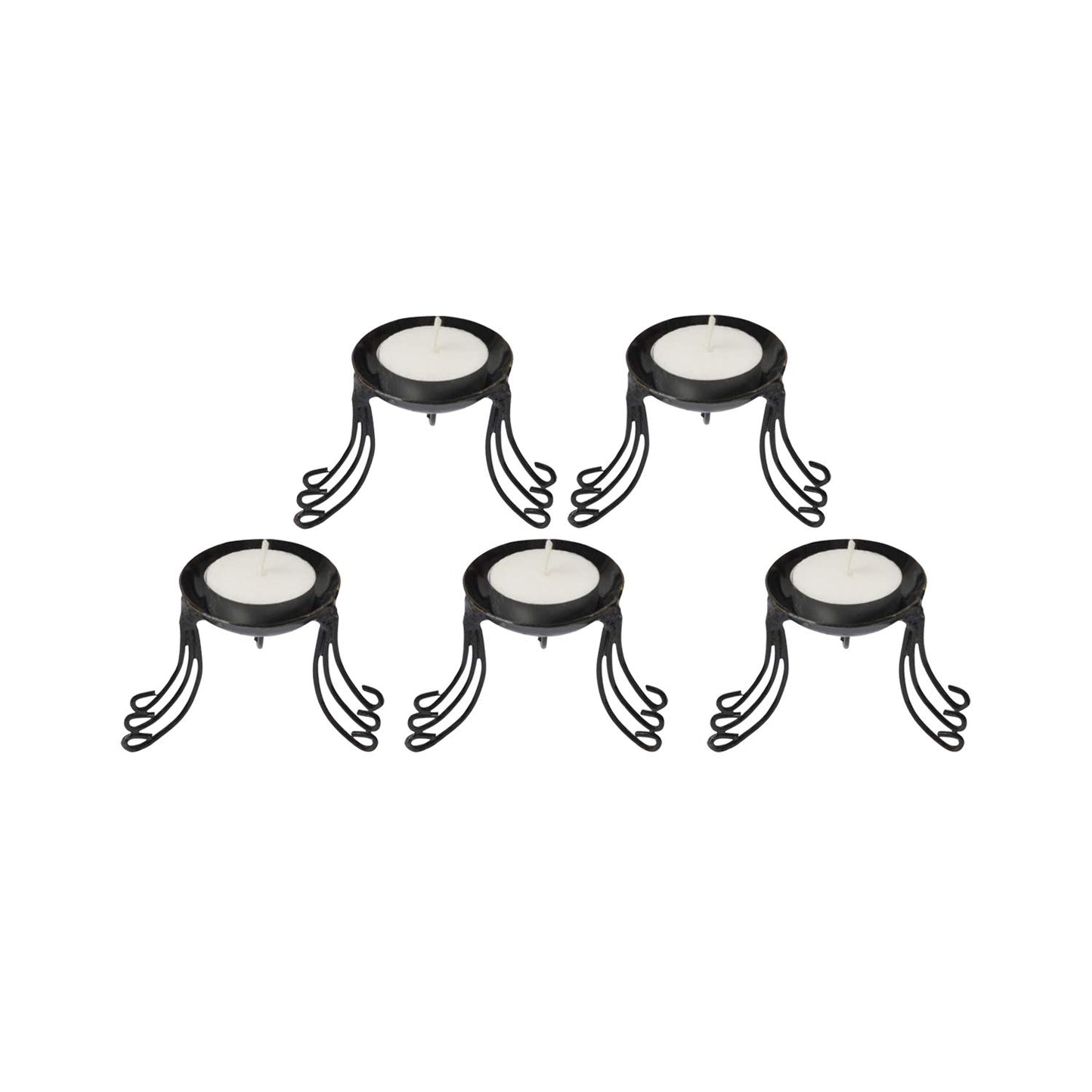 Lalhaveli Candle Holder Bedroom Décor Set of 5 Pcs Tea Light Candle Holder Stand Wrought Iron (2X2X2.5 Inch)