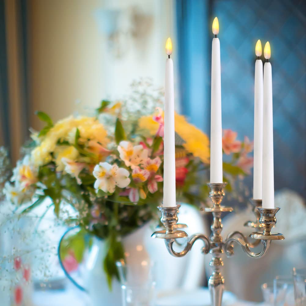 Ni-JASW White Flameless Taper Candles with Remote, Flickering Battery LED Candlesticks Spring Home Candle Decor Set of 12