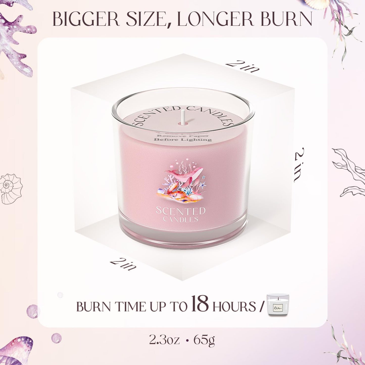 CHILLFLAME Scented Candles Gifts for Women, Candle Gift Set for Her, 3 Pink Ocean Candles, Birthday Gifts for Women/Men (Pink, 7 oz)