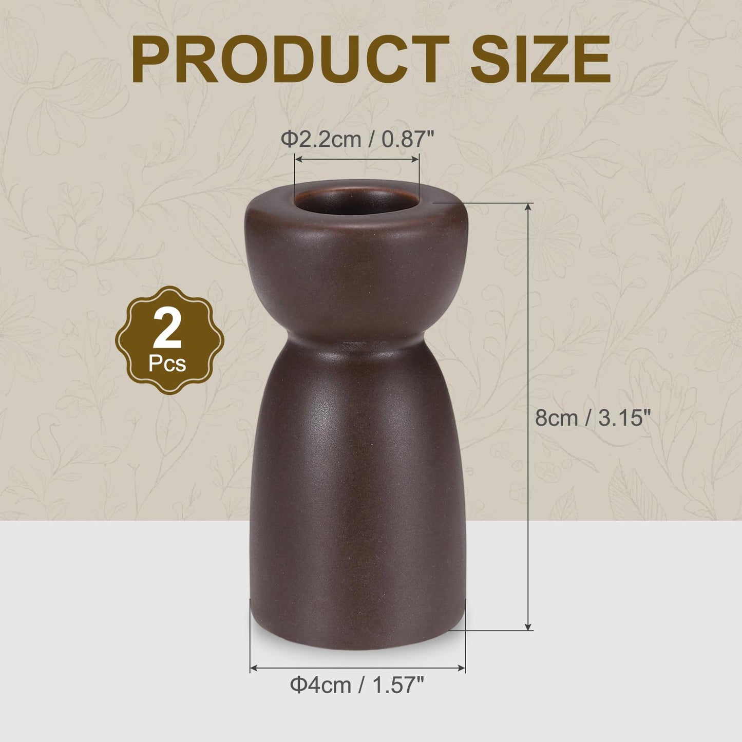 uxcell 2 Pack Candlestick Holder Black Brown Ceramic Taper Candle Holder Candle Stand Holders Modern Style Decoration for Centerpiece Tabletops Anniversary