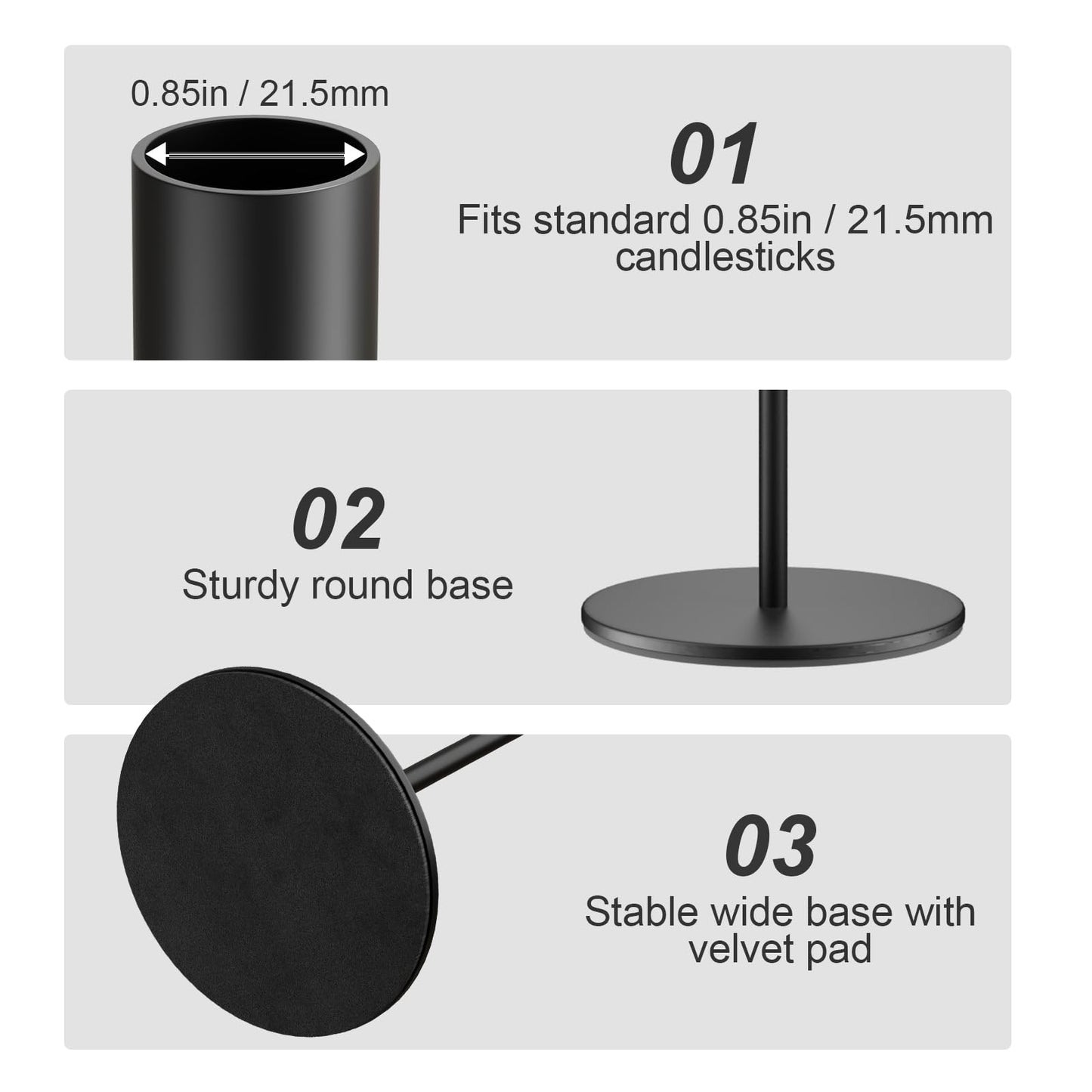 zeochyni Set of 6 Black Taper Candle Holders Candlestick Holders, Decor Candle Stick Candle Holder for Table or Mantel Centerpiece, Wedding, Dinning, Party Home Decor