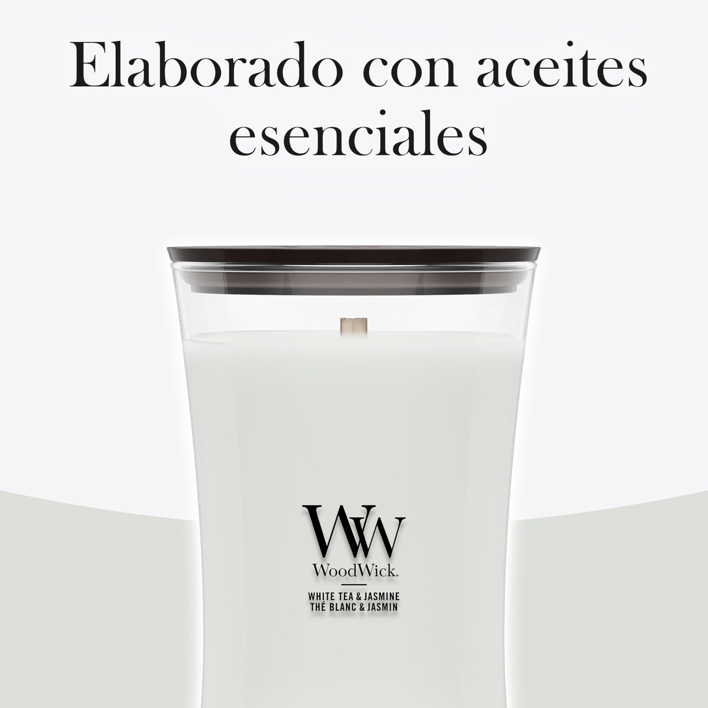 WoodWick Large Hourglass Scented Candle, White Tea & Jasmine