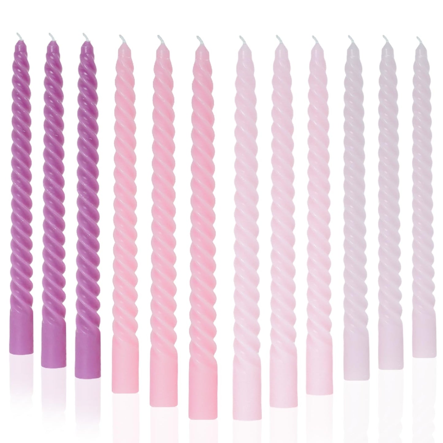 MAITREYA Purple Taper Candles Tall Candles Stick-Set of 12 for Decoration Weddings Party Church-Unscented Dripless Candles,10inch(F-Gradient Purple)