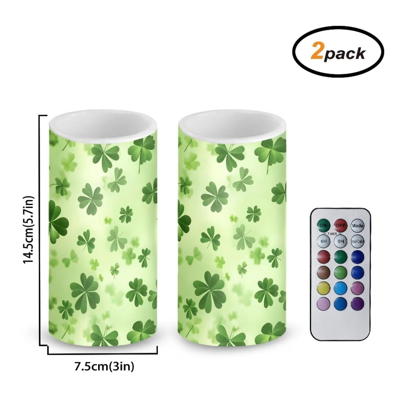 Luarisgur Green Leaves Candles Battery Operated Flameless Candles with Remote Fall Decorations LED Fake Candles for Home Bedroom St Patricks Day Table Decor 3 inch Set of 2