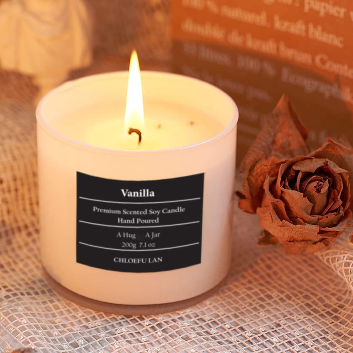 Chloefu LAN Lavender and Vanilla Candle,Highly Scented, Soy Candles for Home Scented, Home Decorative, 7.1oz|45 Hour Burning, Valentines Day Candles Gifts for Women Without Lid 2 Pack