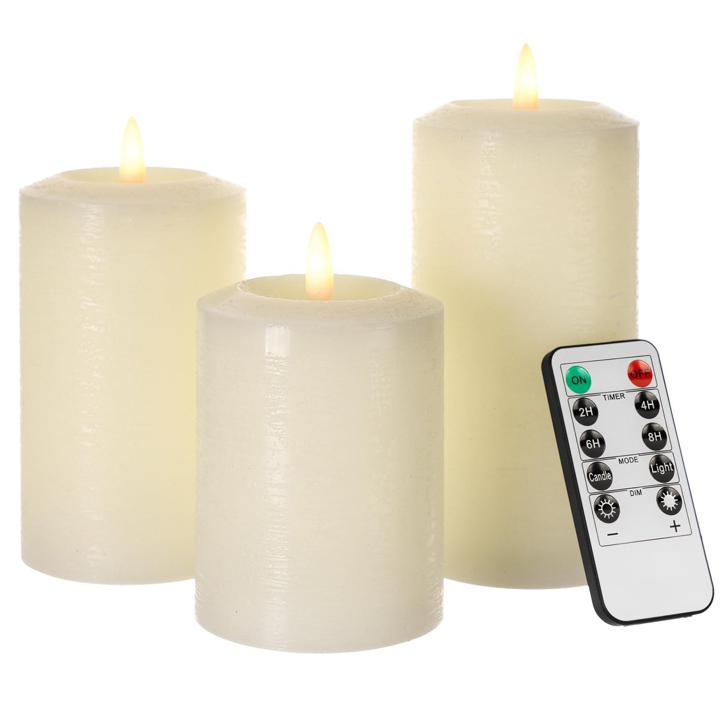 ANGELLOONG Flameless Pillar Candles with Remote, Real Wax LED Candles with Timer, Set of 3 Battery Operated Electric Flickering Candle for Home Decor, Living Room, Bedroom, Party