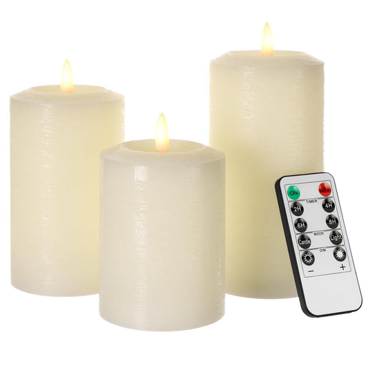 ANGELLOONG Flameless Pillar Candles with Remote, Real Wax LED Candles with Timer, Set of 3 Battery Operated Electric Flickering Candle for Home Decor, Living Room, Bedroom, Party