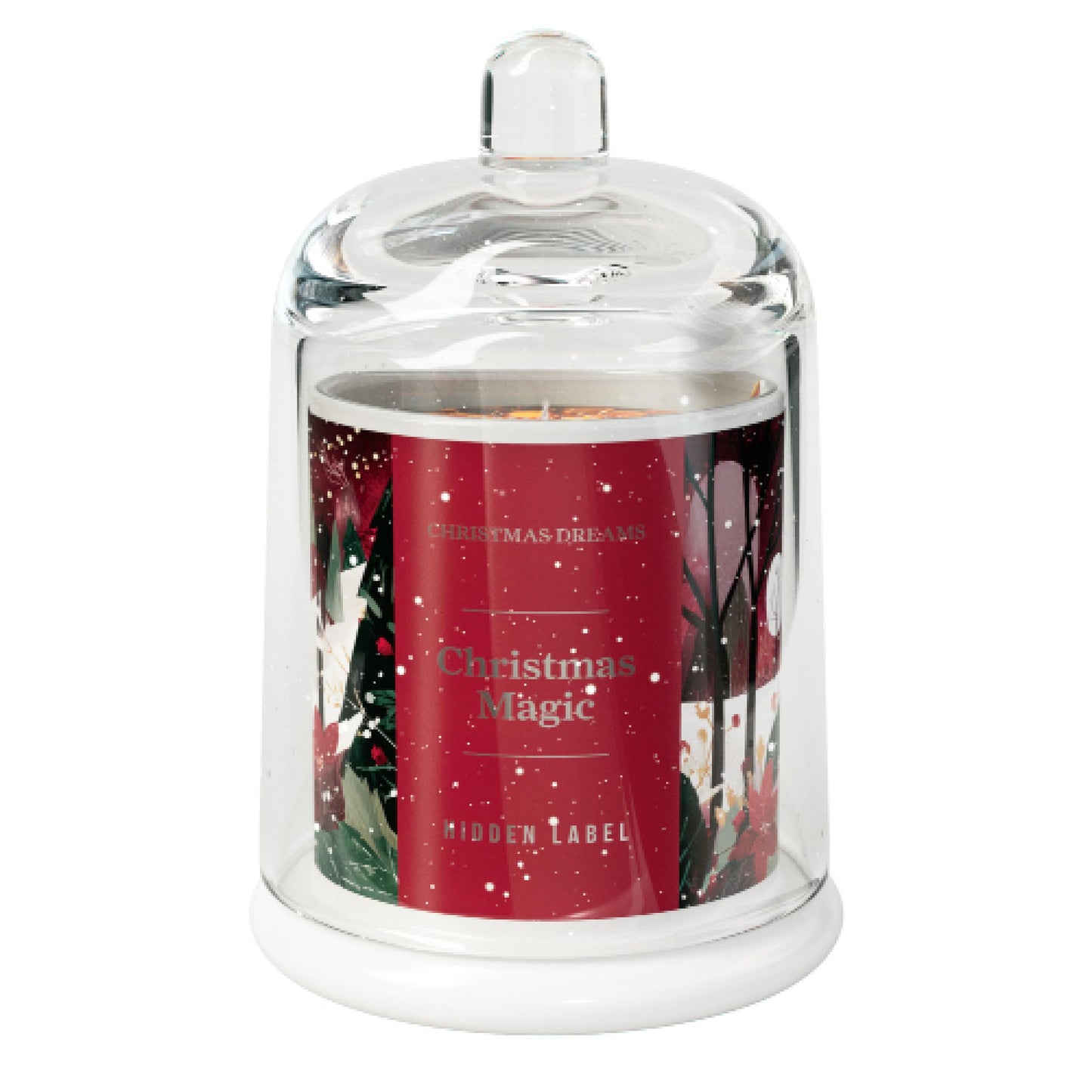 Christmas Magic Scented Candle, 10oz Natural Soy Wax Clear Bell Jar, Up to 60 Hours Long-Lasting, Clean Burn, Non Toxic Aromatherapy Candles for Home, Stocking Stuffer Holiday Gift