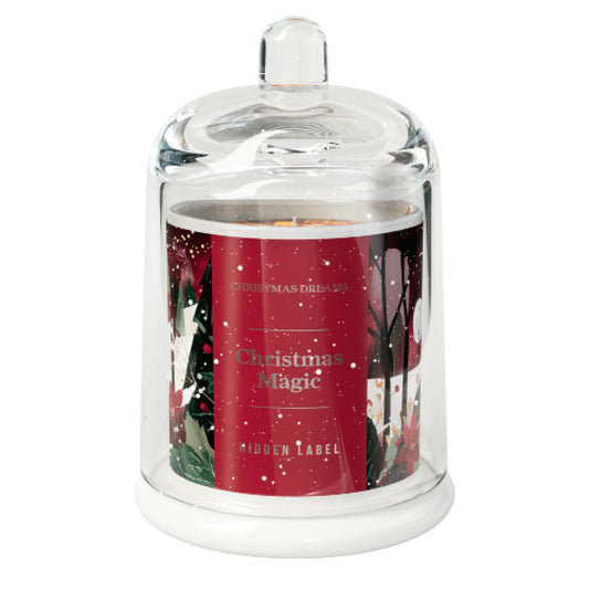 Christmas Magic Scented Candle, 10oz Natural Soy Wax Clear Bell Jar, Up to 60 Hours Long-Lasting, Clean Burn, Non Toxic Aromatherapy Candles for Home, Stocking Stuffer Holiday Gift