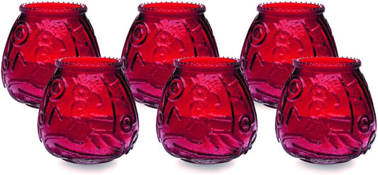 Sterno Euro-Venetian Centerpiece Glass Jar Wax Candles, Decorative Vintage Votive Vintage Holder for Bar or Restaurant, Burns Up to 45 Hours, Pack of 6 - Red