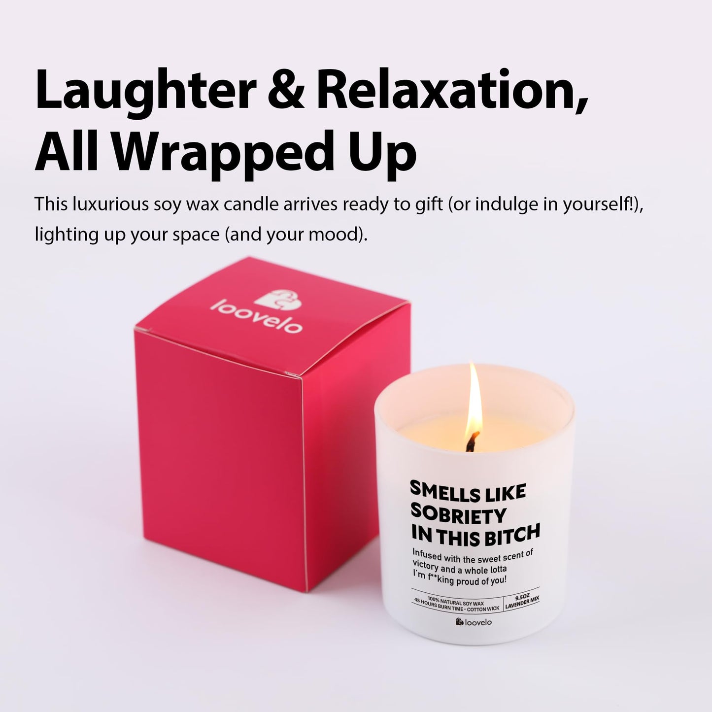 Smells Like Sobriety in This Bitch Sobriety Gifts Recovery Gifts for Women Sober Anniversary Scented Candle Home Office Jar Candle Sage Floral Lavender Scent 9.5 oz