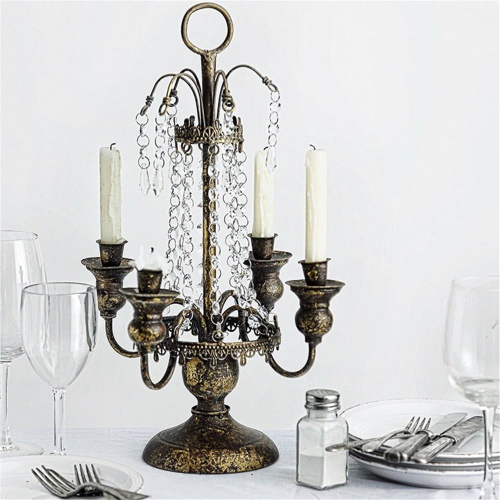 cfycfy987 Candelabra Retro Country Four-Head Candlestick Home Romantic Iron Candle Holder Decoration Candle Sticks Holder