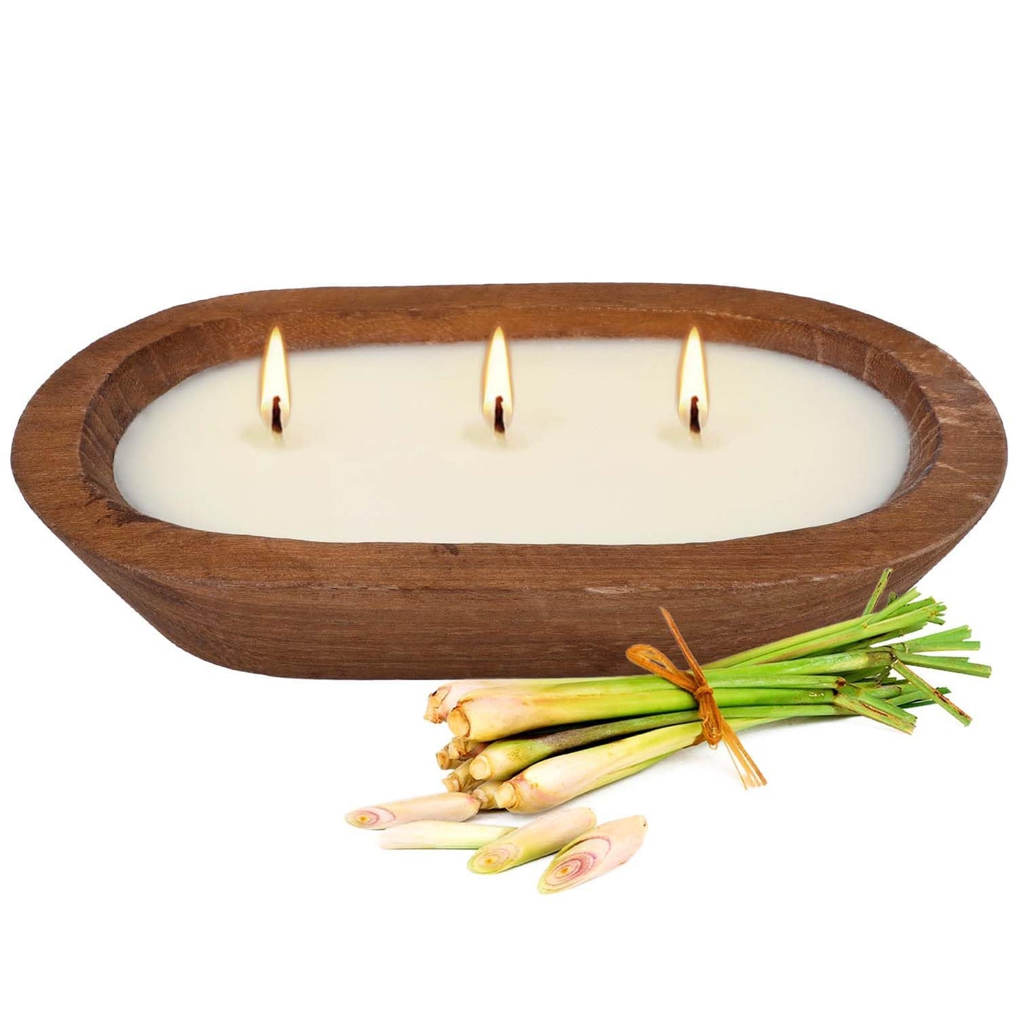 Citronella Scented 3-Wick Candle (8oz) Oval Wood Bowl Candle, Clean Burning & Smokeless, Decorative Soy Blend Candle for Home, Patio, Garden, Summer Gift.