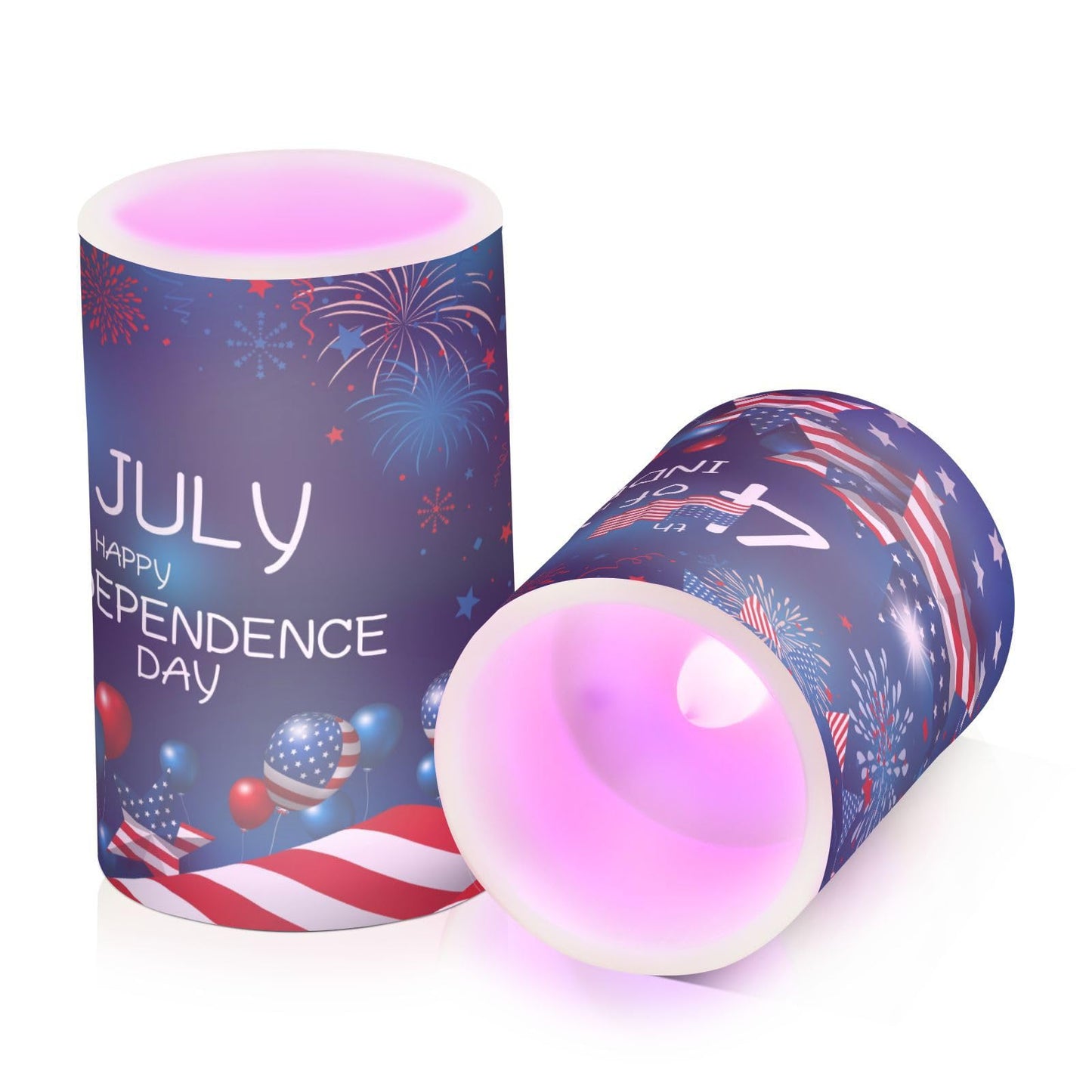 ALAZA American Flag 4th July Happy Independence Day Flickering Flameless Candles Battery Operated Remote Timer,Tea Light Candles LED Pillar Votive Candles Set of 2 for Indoor Decorations